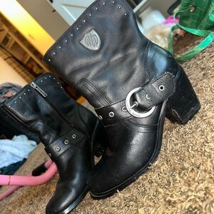 Harley-Davidson Black Combat Moto Boots with Buckle